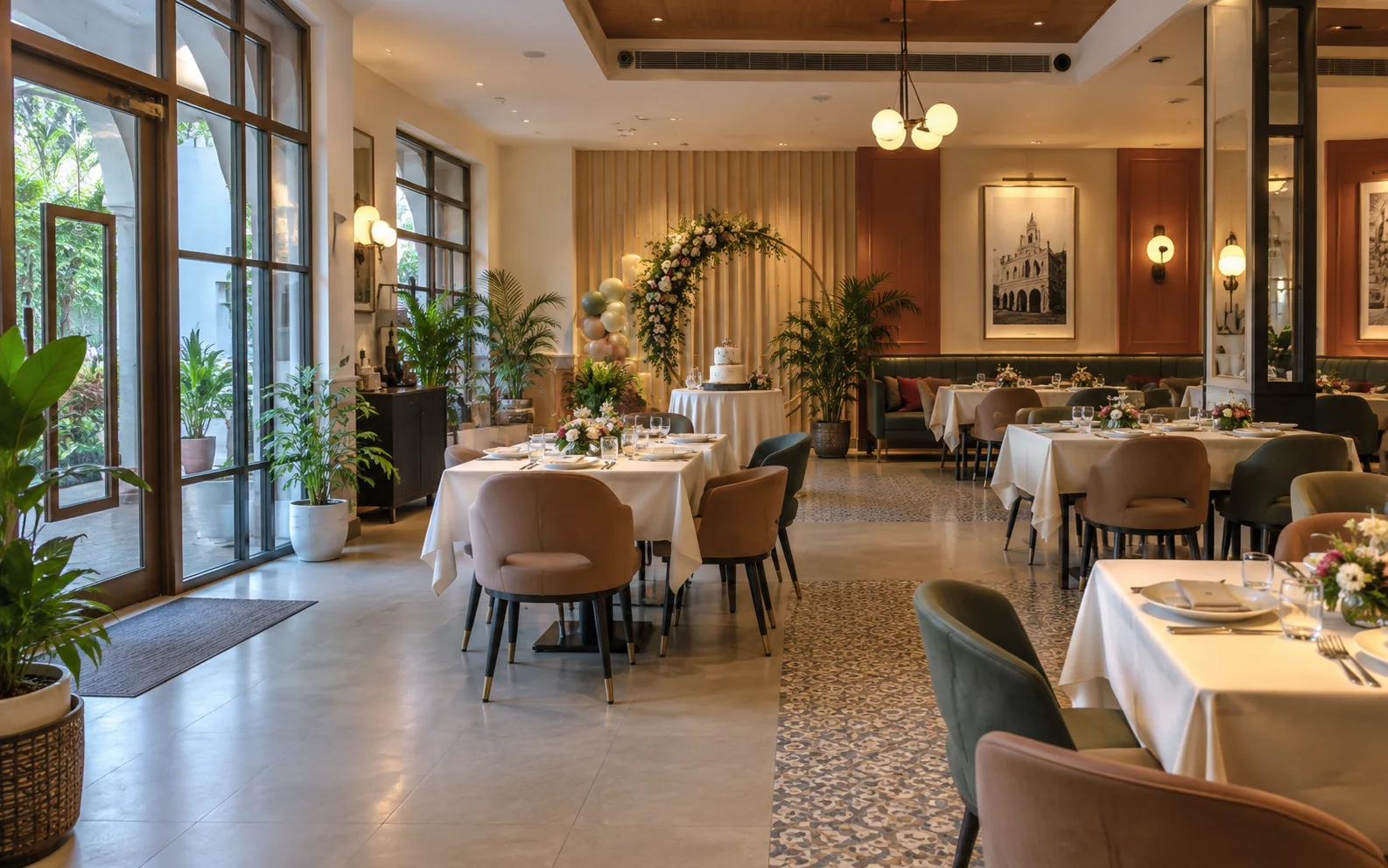 Celebration venue prepared for guests